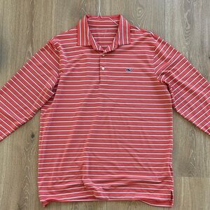 Vineyard Vines Salmon and White Polo Shirt with Stripes